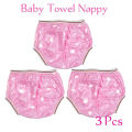 Set Of 3 Comfortable Baby Washable Nappies With Inside Towel And Printed Design. 