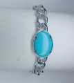 Feroza Stone & Silver Chain Bracelet For (Men & Boys). 