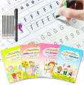 Reusable Sank Magic Practice Copybook Montessori Reusable Magic Books for Kids Handwriting Free Wiping Calligraphy Practice Copy Books Children Tracing Sank Calligraphy Handwriting First Preschool Baby (4 Magic Books + 1Magic Pen + 10 Refills. 