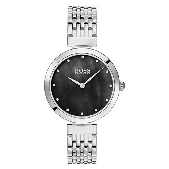 Hugo Boss Classic Silver Mesh Black Dial Ladies Watch- 1502478