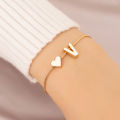 Simple Fashion Love Heart Bracelet For Women Personality Design 26 Letters Bracelet Hand Jewelry Golden Accessory Exquisite Girl Gifts Cologo. 