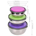 3Pcs Stainless Steel Seal Bowl with Lids, Mixing Bowls Food Storage Box Container For Cooking Supplies. 