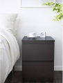 ST-002 - Oak Wood Handleless Night Stand 2 Drawers Black and White Polish Finish Chest Of Drawer Bedroom Side Table. 