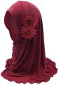 Pack of 3 Muslim Kids Girls Hijab | Islamic Headscarf with Diamontes Flower | One Piece Full Cover Makna Wrap | Ice Silk Scarf for 1-8 Years | Modest Stylish Hijab | Small to XL Sizes | Soft Comfortable | Perfect for Daily, Eid & School Use. 