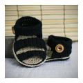 Stylish Black Woolen Handmade Crochet Baby Summer Sandal. 