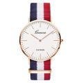 Geneva Nylon Canvas Color Strap Watch Men Women Pink White Luxury Clocks Fashion Golden Quartz Watches Orologio Donna Gift Reloj. 