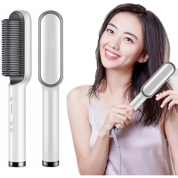 Hair Straightener Comb for Women & Men, Hair Styler, Curler, Straightener Machine Brush/PTC Heating Electric Straightener Brush With 5 Temperature Control (Assorted)