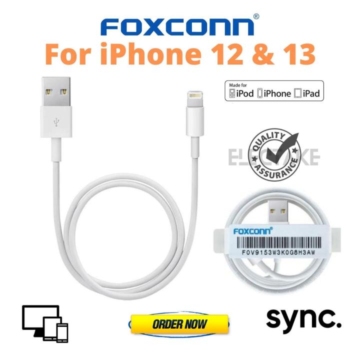Foxconn® Lightning Cable for Apple iPhone 6/6s/7/7+/8/8+/10/11/12/13 and iOS Devices (White)
