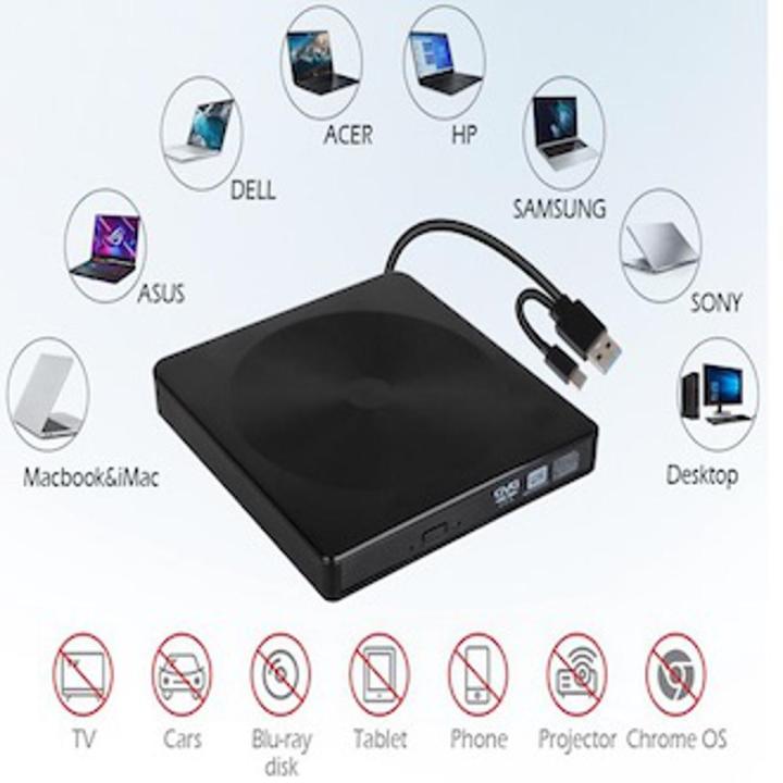 Piaék Super Slim External CD DVD Drive,  USB 3.0 Portable Ultra Slim CD DVD Drive Player Burnér Writer Reader Rewriter, Disc Drive for PC, Laptop and Desktop, Support Windows 2003/7/8/10/XP/Vista/Maác OS