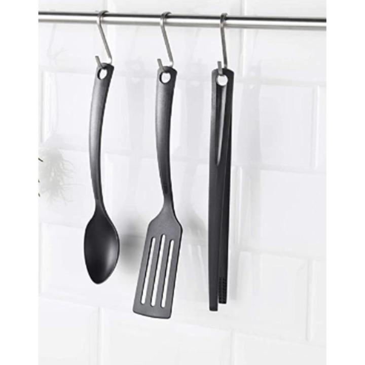 IKEA GNARP 3-piece kitchen utensil set, black Black Imported - Spoons Cooking & Serving Utensil, Ikea Kitchen Accessories, Ikea Kitchen Cooking Utensils Set, firm grip, stainless, scratch resistance, hang able, easy to place