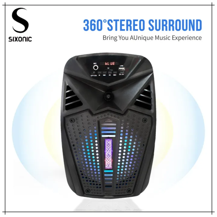 Sixonic%20100%25%20Original%206.5%20Inch%20Portable%20Rechargeable%20Wireless%20Bluetooth%20Speaker%20With%20Microphone%20and%20Remote%20Control%20Super%20Loud%20Woofer%20Speaker%20FM%20Radio,%20USB%20and%20Memory%20Card%20Supported%20-%20Image%204
