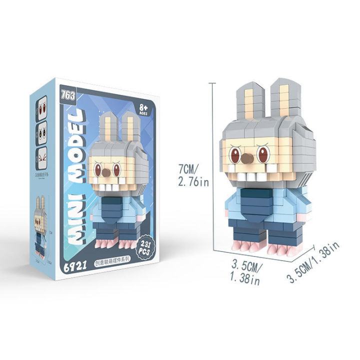 Kawaii Labubu Mini Building Blocks Cartoon Cosplay Figure Model ...
