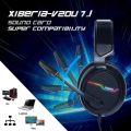 XIBERIA-V20 USB PS4 Headset for Host Connection, 7.1 Surround Sound PC Gaming Headset with 1.95 Meter Cable and Noise Cancelling Mic Headphones with RGB Light. 