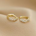 OYJR Korean Hoop Earrings For Women Gold Mini Hikaw Cross zircon Kwintas for girl Jewelry Set. 