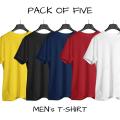 Pack of 5 Plan Half Sleeves Casual T-Shirt for Men / Men's Summer T-Shirt / Export Quality T-Shirt. 