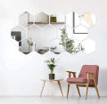 3D Mirror Wall Stickers Hexagon Shape 80MM Size Self Adhesive Decorative Decals. 