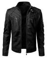 Black Leather Slim Fit Jacket For Men - M2. 