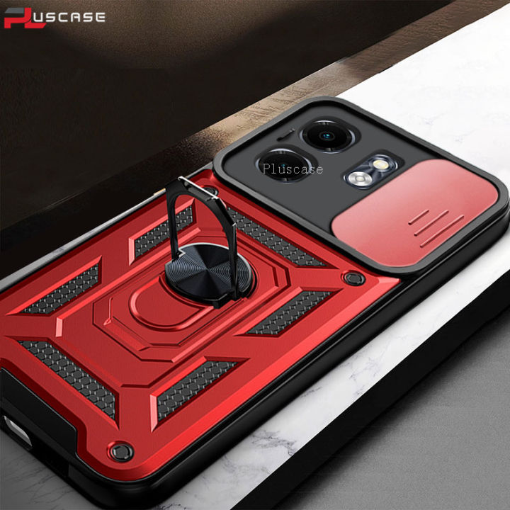 PlusCase for Infinix Smart 9 HD / Hot 50i Phone Casing Slide Lens Armor Case Shockproof Stand Holder Camera Protect Back Cover