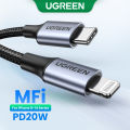 【USB C to Lightning】UGREEN MFI PD 20W Charger USB C to Lightning Cable Nylon Braid Fast Charger for iPhone 15 14 13 Pro 11 iPhone 15 Plus iPhone 15 14 Pro XS Max 20W PD Fast Charger Data Cable for Macbook Pro Air iPad Pro 2020 2018 USB C Cord. 