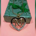 Stylish Fancy Heart Lockets with Word Letter M for Women. 