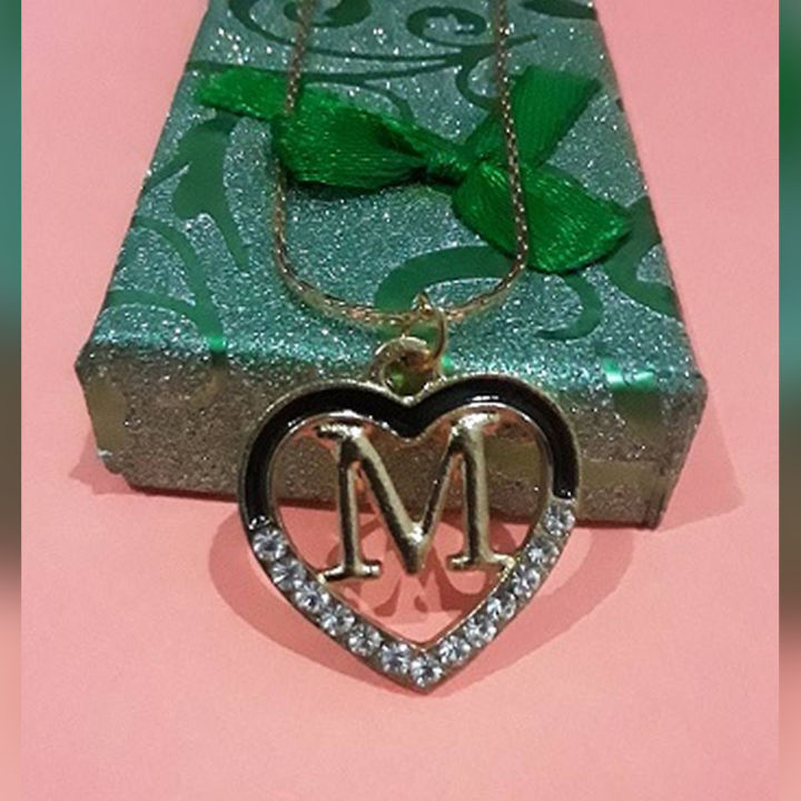 Stylish Fancy Heart Lockets with Word Letter M for Women