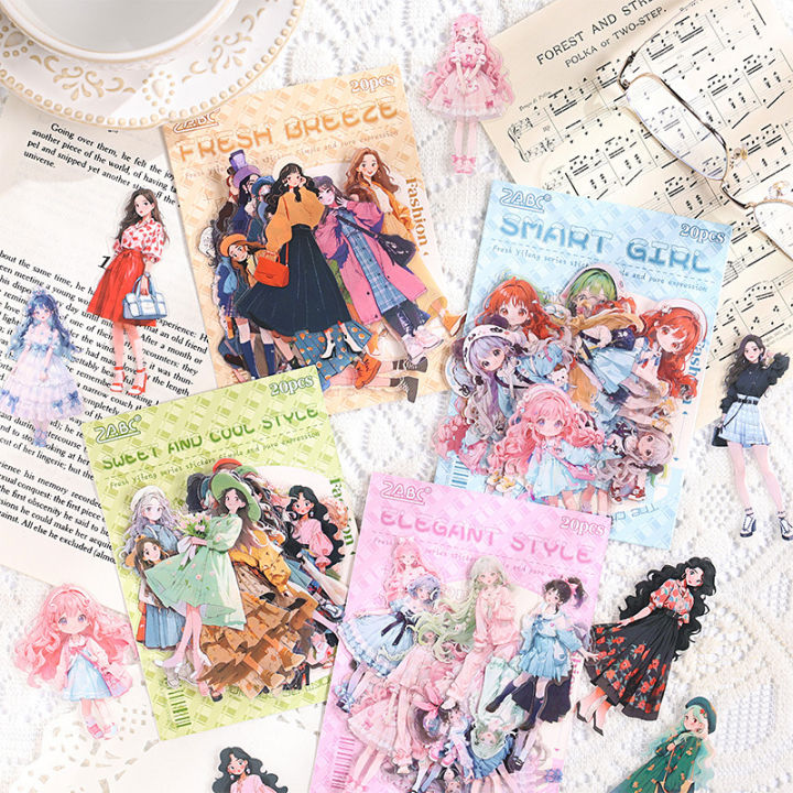 Panda Online 20PCS Fresh And Easy Wind Series PET Waterproof Stickers