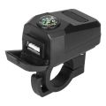 Motorcycle Mobile Charger USB 2A with Compas-s Water Resistant Bike Charger Handle Mount. 