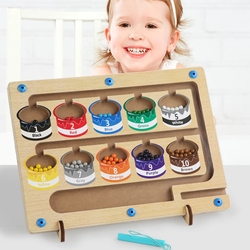 Montessori Magnetic Color And Number Maze Wooden Activity Board Learning Puzzle Counting Matching Toys For 4 5 6 Years Old – Buy The Best Products In The Online Store