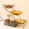 Elegant Multi-Tier Gold Serving Stand with Glass Plates - Perfect for Desserts, Appetizers and Cake Serving Tray. 