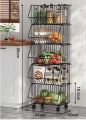 5 Tier Metal Wire Basket Kitchen Rotating Trolley Portable Storage Rack  for Fruits & Vegetable Onion Cutlery, Spice,Jars organizer. 