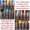 Spray paint bottle in 300 ml, available in different colours. 