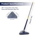 Twist n Squeeze Triangle Shape Extendable Microfiber Mop For Floor 3 Sided | Adjustable Triangular Cleaning Mop Twisting 360° Rotating. 