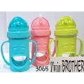 Baby Training Cup kids Training Bottle Plastic Transparent Baby Beaker Water Sipper Feeder with Handles and Smart Lock Button Travel Mug Training Cup Learn Drinking Sippy Cup Straw Cup Trainer Feeder 220ml 7 Oz.. 