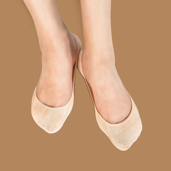 No Show Women Ankle Socks 3 Pairs Ultra Low Cut Non Slip Liner Women Socks Invisible for High heels Flats Boat Summer and Ballerina (Beige, 3)