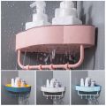 Adjustable 4 Hooks Corner Shower Caddy, Multifunction Basket Shelf for Hanging Sponge and Razor, Shampoo Holder Organizer, No Drilling Adhesive Wall Mounted Bathroom Shelf,Rustproof. 