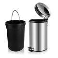 Stainless Steel Plain Pedal Dustbin/Plain Pedal Garbage Bin with Plastic Bucket- 8 liter. 