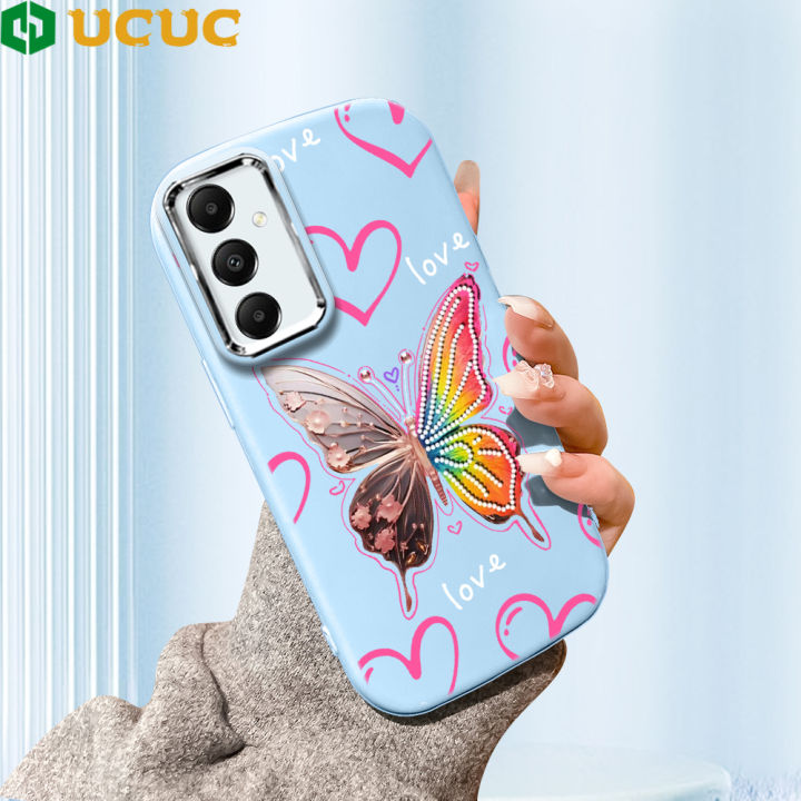 UCUC for Samsung A05S Back Cover Rainbow Butterfly Luxury Plating Lens Soft Candy Phone Case
