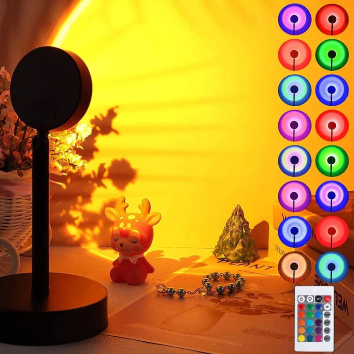 Remote Control Sun New Sunset Lamp Remote Control Sun set Projection Lamp with 16 Colors ...