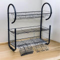 Matte Black G Pro Shape 3 Tire Dish Rack Plate Dish Spoon Fork Bowl Cup Drain Rack Pot Rack. 