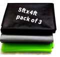 pack of 3  Chroma Key  Video Photo 5FeeT x 4FeeT Grey.Black,Green. 