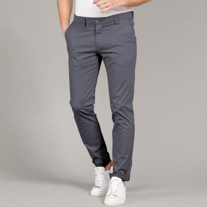 Pants for men-Grey color Cotton Jeans Pants -Men's Pants