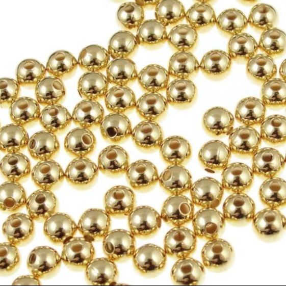 Gold Beads - 4mm Gold Ball Beads - Gold Plated Round Beads - Spacer Beads - Gold Metal Beads