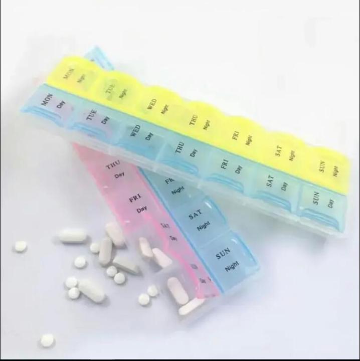 7 Days Weekly 14 Slots Travel Pill Box Organizer and Medicine Holder ...