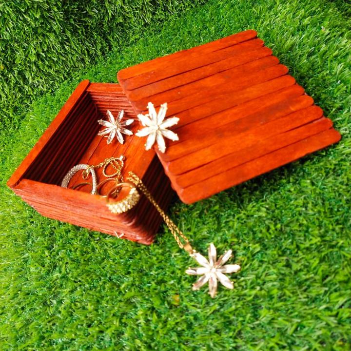 wooden Jewelry Box made of ice cream /popsicle sticks