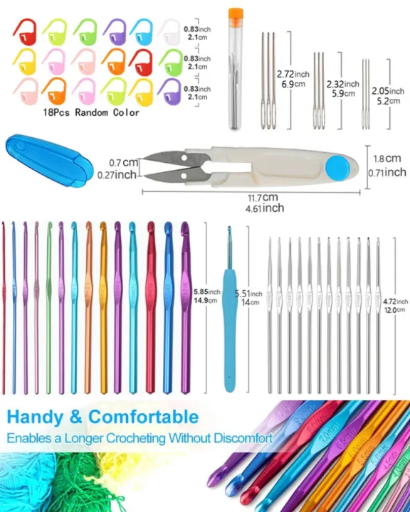 %E2%9A%A1%F0%9F%94%B9%E2%9A%A128%20Pcs%20Crochet%20Hooks%20Set%20Ergonomic%20Colorful%20Knitting%20Needles%20for%20Arthritic%20Hands%20with%20Stitch%20Markers%20&%20Large%20Eye%20Blunt%20Needles%E2%9A%A1%F0%9F%94%B9%E2%9A%A1%20-%20Image%202