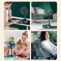 Portable Rechargeable Desk Fan, Folding Fan Pedestal Fan 3 Speeds Adjustable Height Table Fan, USB Charging for Home Office Travel RV Bedroom Outdoor (Green). 