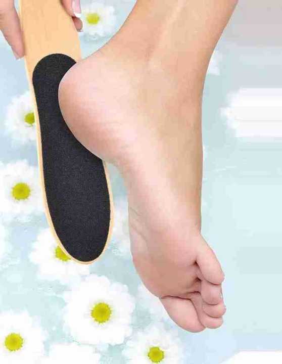 Dual Sided Emery Wooden Foot Scraper Hard & Dead Skin Callus Remover, Pedicure Foot Scrubber