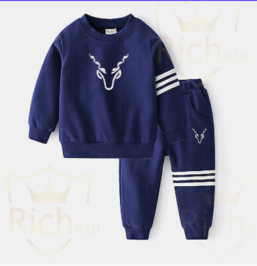 Real Boss By Rich ManPremium Quality and Fashionable Kids Royal Tracksuit - Set Kids Royal Tracksuit Sweatshirt Set Jumper and Bottoms PE Trouser and Shirt - Tshirts For Boys / Tshirts For Girls