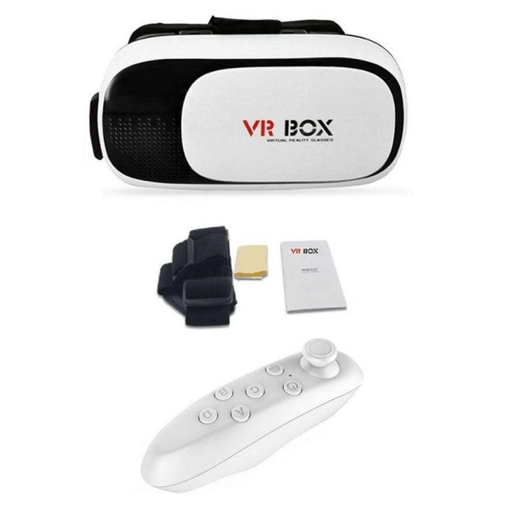 Virtual Reality Glasses With Bluetooth Remote - Black & White