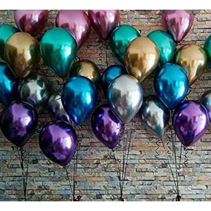 10 Metallic Balloons in Multi Colors For Birthday & Anniversary Decoration and Party Decoration